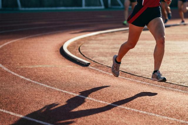 The female runner's final sprint